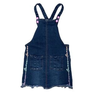 Kids Guess Denim Overalls Dress Frayed Hem Size 6 Kidcore Boho Countrycore